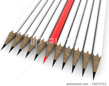 Red pencil between ordinary pencils - Stock Illustration [74073723] - PIXTA