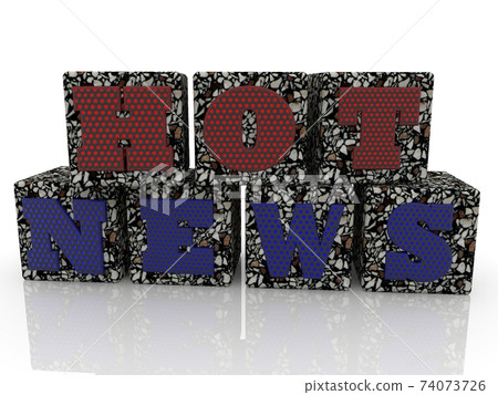 Hot news concept on granite stone cubes Hot news concept on granite stone cubes 74073726
