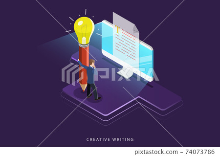 Creative writing flat isometric vector concept. - Stock Illustration ...