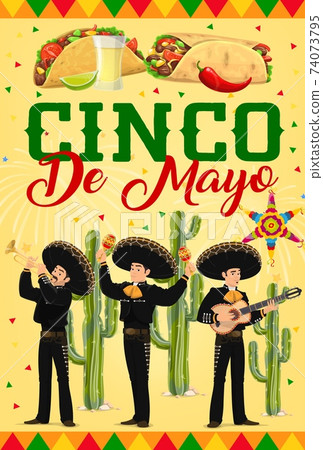 Cinco de Mayo vector poster with Mariachi band 74073795