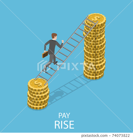 Pay rise flat isometric vector concept. 74073822