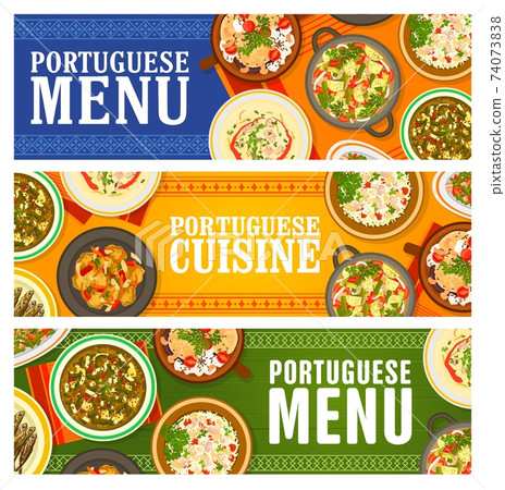 Portuguese food restaurant menu meals banners Portuguese food restaurant menu meals banners 74073838