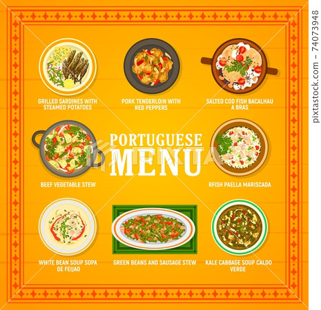 Portuguese food restaurant menu vector template Portuguese food restaurant menu vector template 74073948