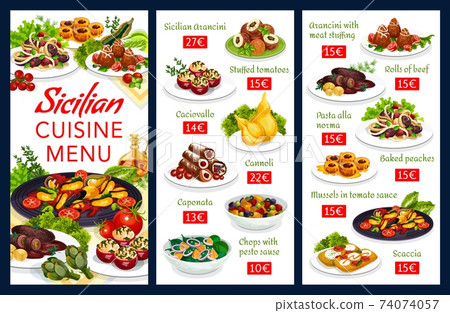 Sicilian cuisine dishes restaurant menu 74074057