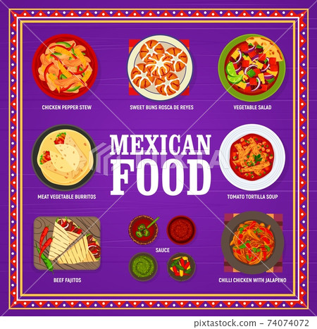 Mexican cuisine vector menu food of Mexico, meals Mexican cuisine vector menu food of Mexico, meals 74074072
