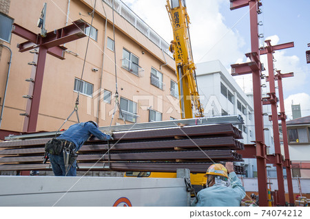 鋼架組裝施工現場 鋼架組裝施工現場 74074212