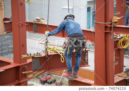 Construction site for assembling steel frames 74074228