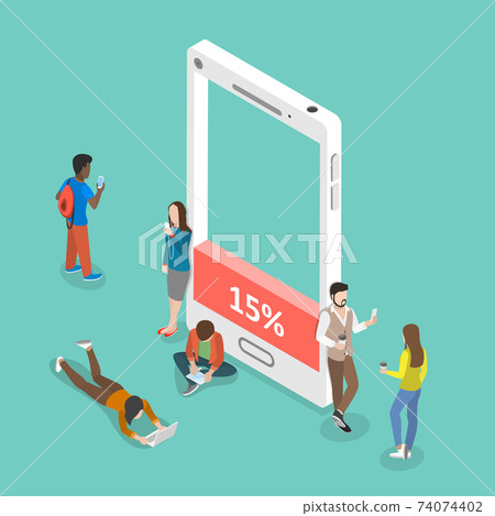Battery low flat isometric vector concept. 74074402