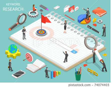 Keyword research flat isometric vector concept. 74074403