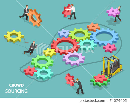 Crowdsourcing flat isometric vector concept. 74074405