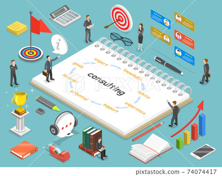 Consulting flat isometric vector concept. 74074417