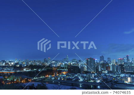 Night view of Sendai city seen from the ruins of Aoba Castle just before dawn Winter Sendai City, Miyagi Prefecture Night view of Sendai city seen from the ruins of Aoba Castle just before dawn Winter Sendai City, Miyagi Prefecture 74074635