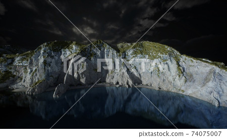 fjord with dark storm clouds fjord with dark storm clouds 74075007