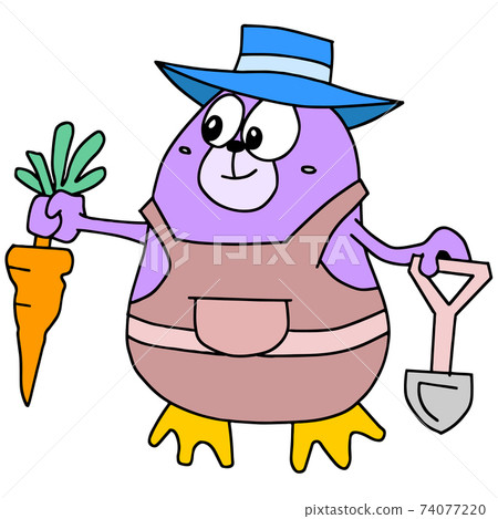 mole was harvesting carrots from farm mole was harvesting carrots from farm 74077220