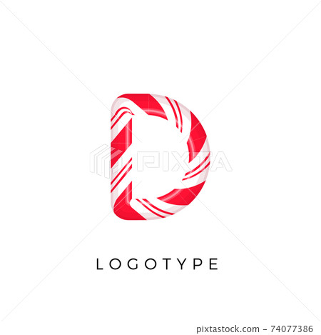 Candy letter D with bright red and white... - Stock Illustration ...