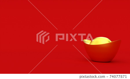 3d Chinese golden ingot. 74077871