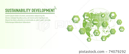 Banner design for Sustainability development and Global Green Industries Business concept 74079292