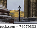 Kazan Cathedral columns in St. Petersburg in winter 74079332