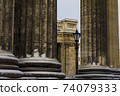 Kazan Cathedral columns in St. Petersburg in winter 74079333