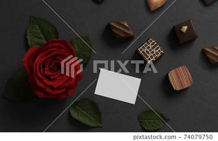 Roses, chocolates and message cards. Valentine, sweets, chocolate, cacao, etc. Roses, chocolates and message cards. Valentine, sweets, chocolate, cacao, etc. 74079750