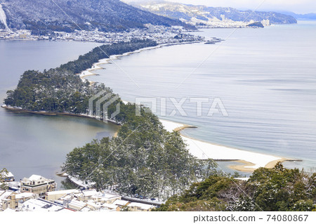 日本三大名勝天橋立雪景 日本三大名勝天橋立雪景 74080867