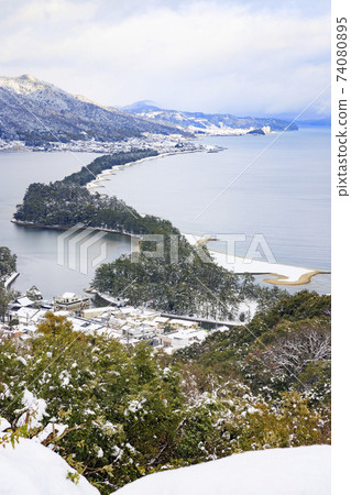Three most scenic spots in Japan, Amanohashidate, snow scene 74080895