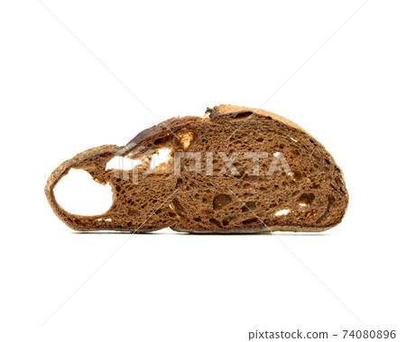 sliced bread made from rye flour isolated on white background 74080896