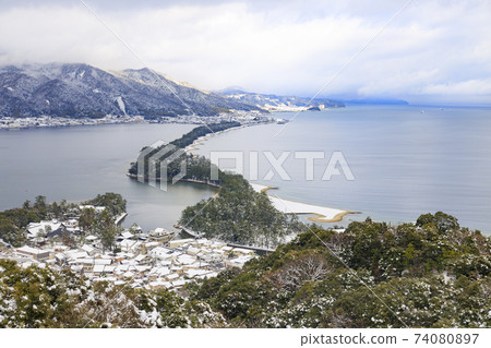 Three most scenic spots in Japan, Amanohashidate, snow scene 74080897
