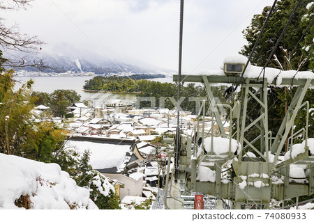Three most scenic spots in Japan, Amanohashidate, snow scene 74080933
