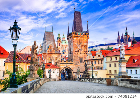 Prague, Czech Republic - Charles Bridge and Mala Strana 74081214