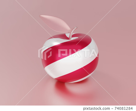 Caramel apple on pink background, 3d render - Stock Illustration