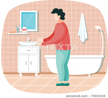 man on toilet side view