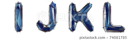 Realistic 3D set of letters I, J, K, L made of low poly style. Collection symbols of low poly style blue color glass isolated on white background 3d Realistic 3D set of letters I, J, K, L made of low poly style. Collection symbols of low poly style blue color glass isolated on white background 3d 74081785