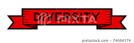 Vintage red color label banner with word diversity on white background 74084374