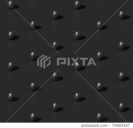 Many black chicken eggs with shadow on black seamless isometric background Many black chicken eggs with shadow on black seamless isometric background 74084387