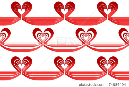 Red ribbon in heart shape seamless pattern set Red ribbon in heart shape seamless pattern set 74084404