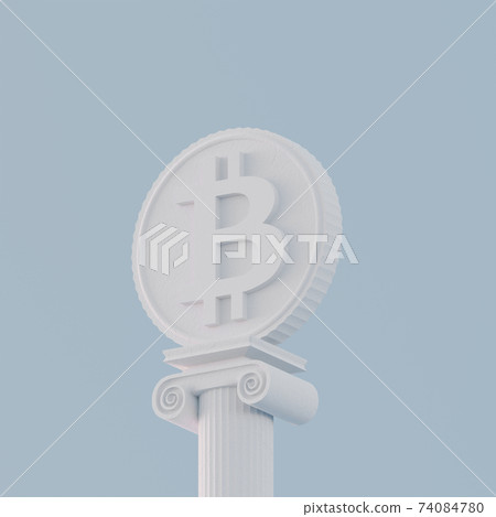 Bitcoin 3D trendy illustration. 74084780