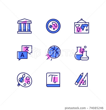 School subjects - modern line design style icons set School subjects - modern line design style icons set 74085246
