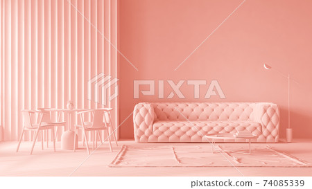 Monocrome flat pink interior of modern living room 3D rendering Monocrome flat pink interior of modern living room 3D rendering 74085339