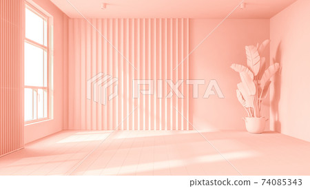 Monocrome flat pink interior of modern living room 3D rendering Monocrome flat pink interior of modern living room 3D rendering 74085343
