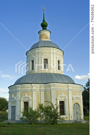 Church of St. Barbara in Kitaygorod against blue sky 74086062