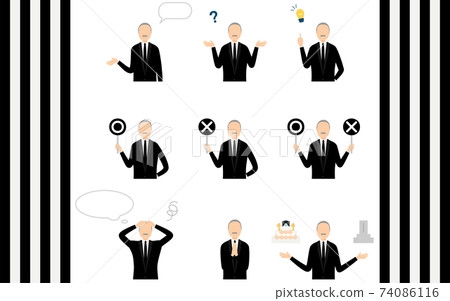 Pose set for senior men in mourning, 9 poses 74086116
