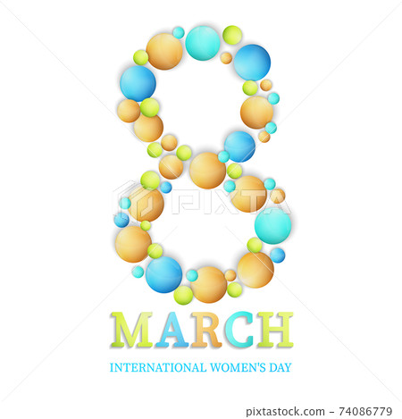 International Women's Day, greeting card. 8 March. Happy Mother's Day. Trendy template design. Vector illustration EPS10. Holiday concept for card, poster, banner. 74086779