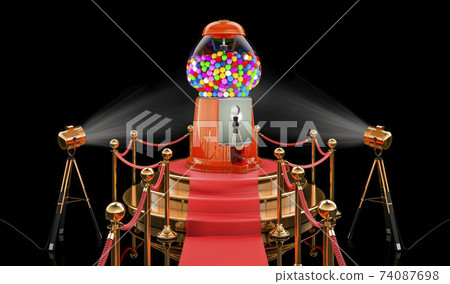 Podium with gumball machine, 3D rendering 74087698