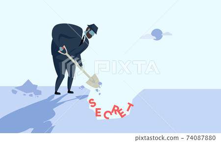 A man in a suit who buries a secret in the ground A man in a suit who buries a secret in the ground 74087880