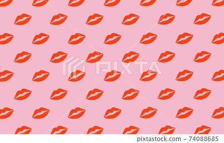 Pink background with red lips seamless pattern. 74088685
