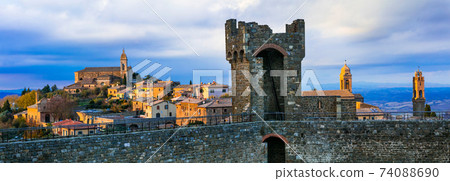 Landmarks of Italy - medieval town Montalcino, famous wine region of Tuscany 74088690