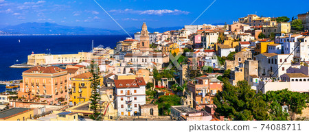 View of beautiful coastal town Gaeta . Landmarks of Italy, Lazio View of beautiful coastal town Gaeta . Landmarks of Italy, Lazio 74088711