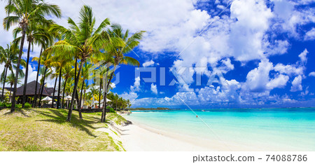 Dream holidays in tropical paradise. beautiful tuquoise beaches of Mauritius Dream holidays in tropical paradise. beautiful tuquoise beaches of Mauritius 74088786