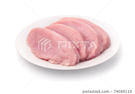 Fresh raw turkey meat fillet on ceramic plate Fresh raw turkey meat fillet on ceramic plate 74089119